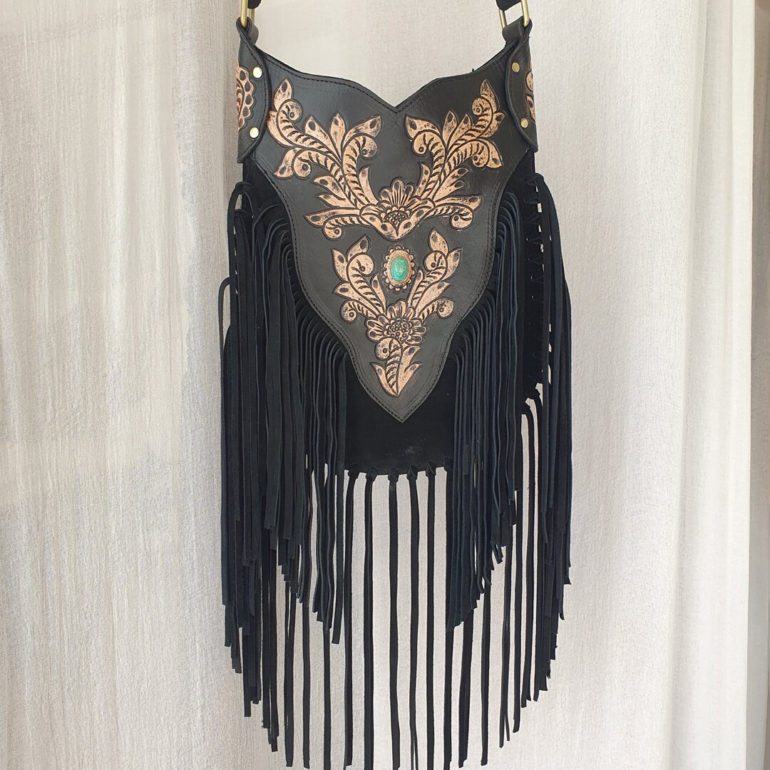 Clear Cross body Leather Fringe Purse