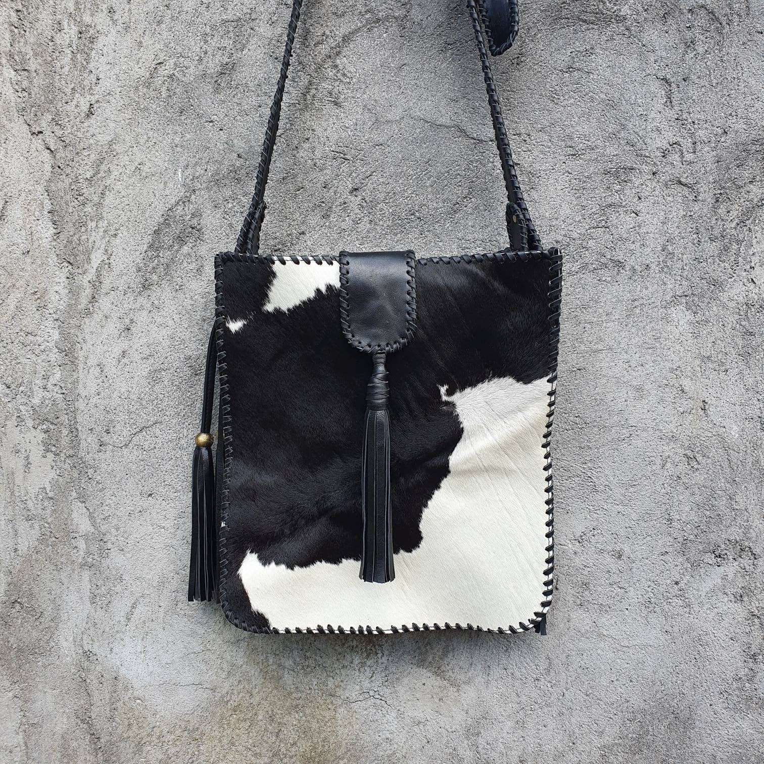 Leather Cowhide Cross Body Bag Hair on Hide Etsy