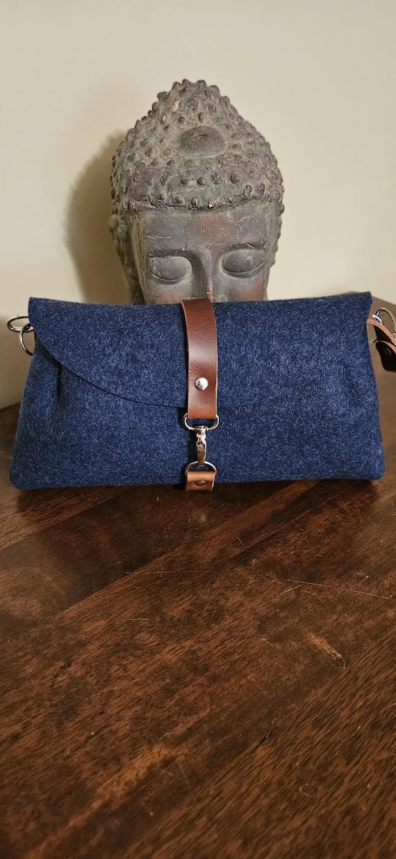 Medium Merino Wool Felt Crossbody Bag, Convertible Clutch, Shoulder Purse