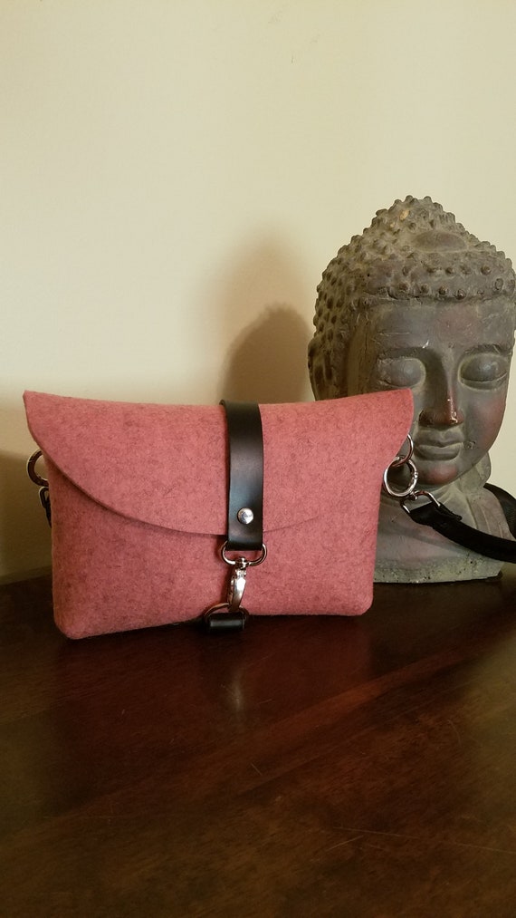 Small Merino Wool Crossbody Bag, Felt purse.  Color choices