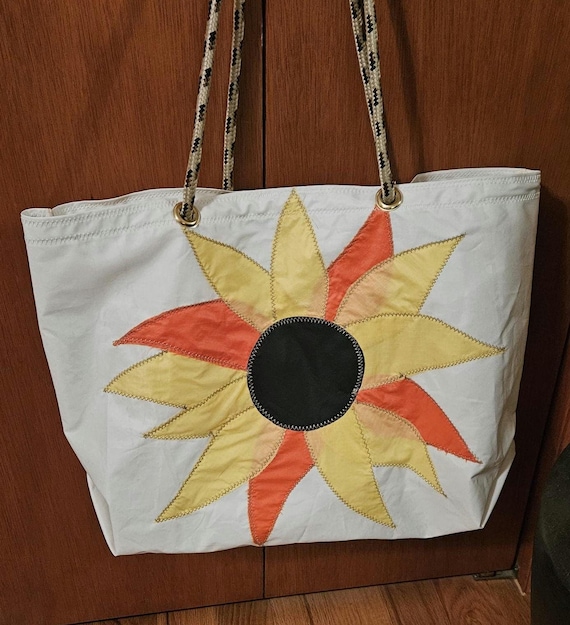 Sunflower Tote Recycled Sailcloth Handmade Large Bag