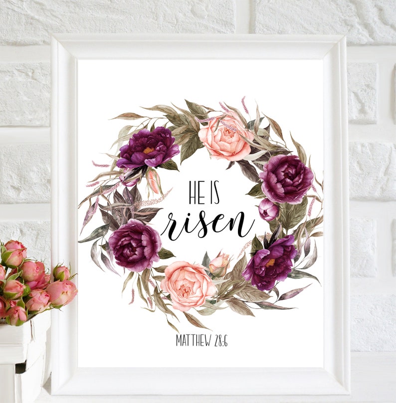 He is Risen Print Easter Printable Easter Wall Art Easter Home Etsy