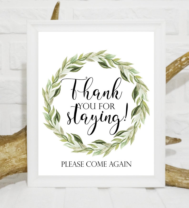 Thank You for Staying Please Come Again Sign Printable Green | Etsy