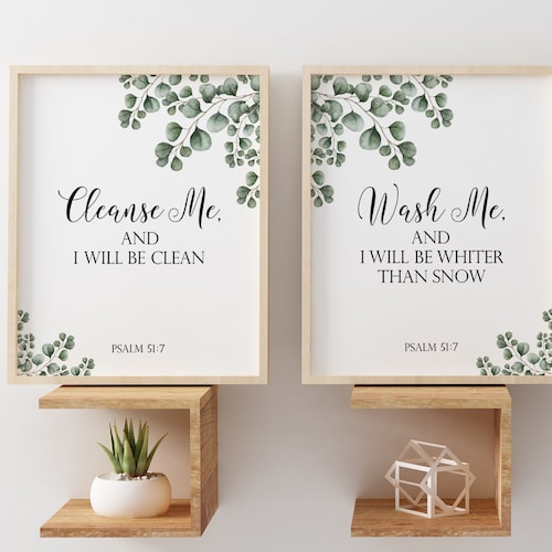 Bathroom Wall Art Bible Verse Scripture Christian Decor Etsy