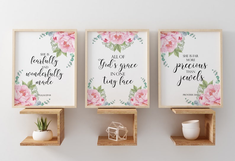 Set of 3 for Girl Prints Nursery Quote Wall Decor Baby Shower Etsy