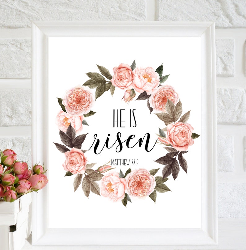 He is Risen Print Easter Printable Easter Wall Art Easter Home Etsy