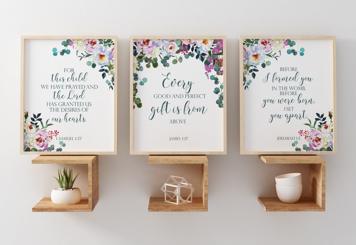 Bible Verse Print Nursery Set Nursery Printable Scripture Etsy
