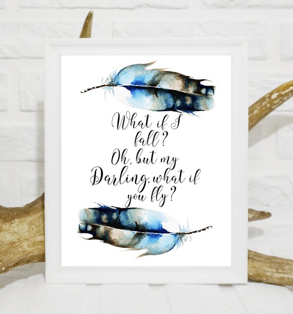 What If I Fall Quote Print Inspirational Sign Motivational Etsy