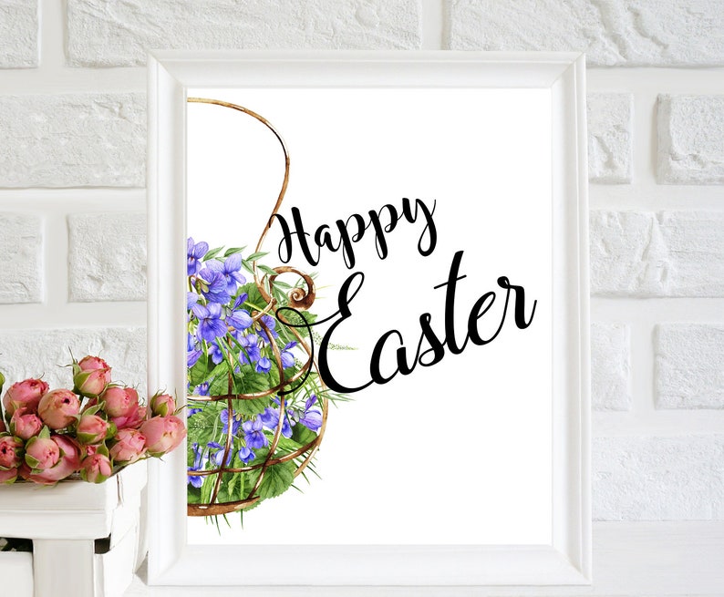 Instant Download Happy Easter Decor Print Printable Art