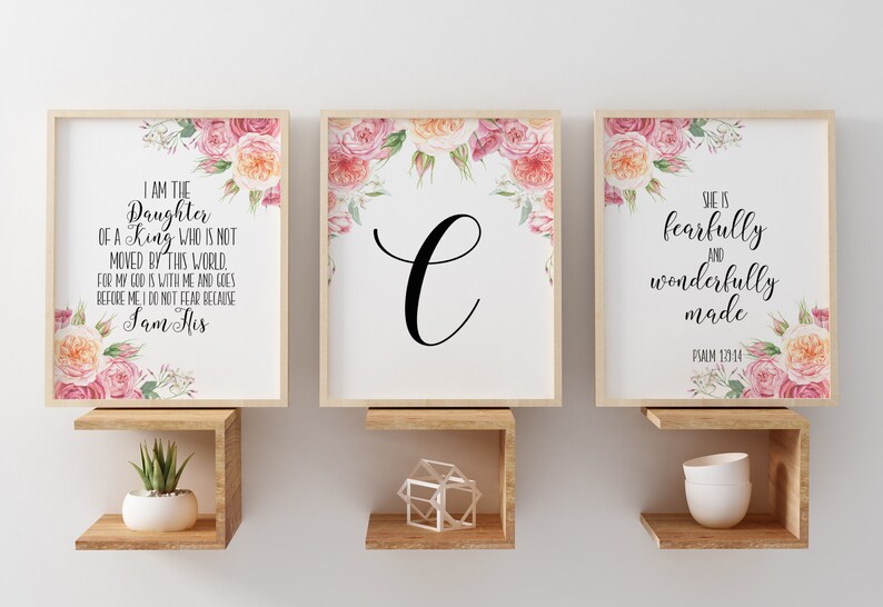 Set of 3 Prints for Girl Nursery Quote Wall Decor Baby Shower Etsy