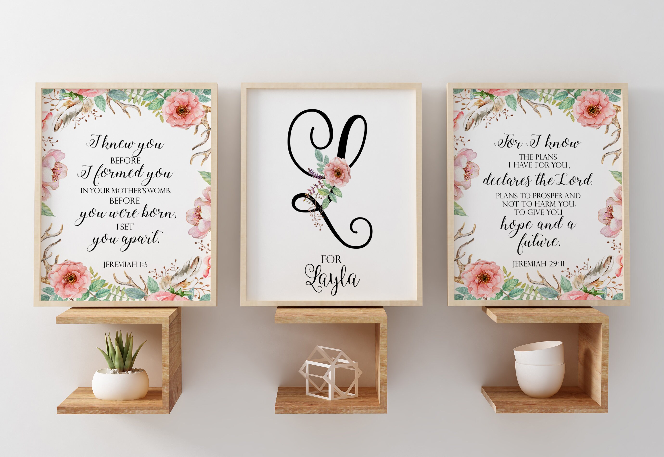 Bible Verse Nursery Wall Art Decor Floral Nursery Art Set of Etsy