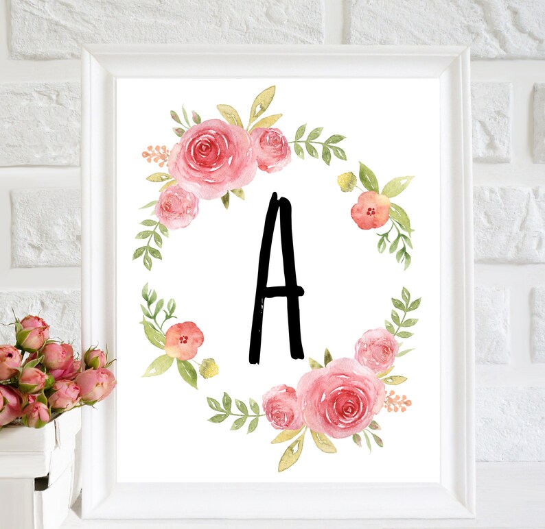 Custom Name signs for Nursery letter A art floral nursery Etsy