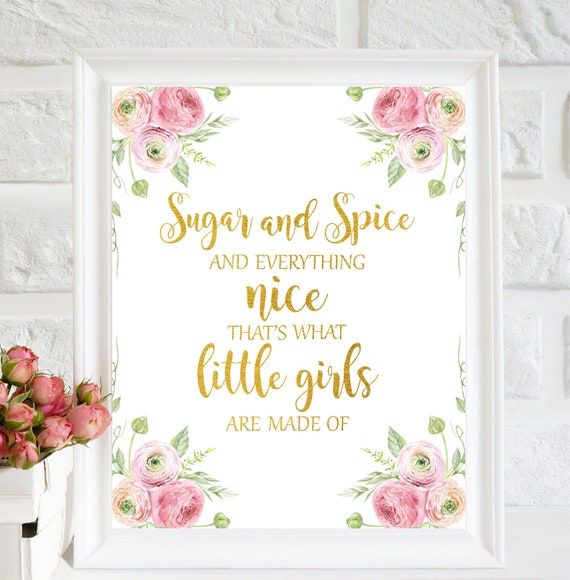 Sugar And Spice And Everything Nice Girls Nursery Wall Art Etsy