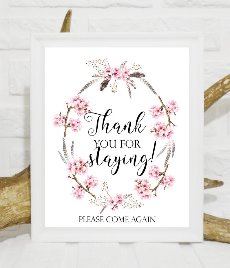 Thank You for Staying Please Come Again Sign Printable Sakura | Etsy