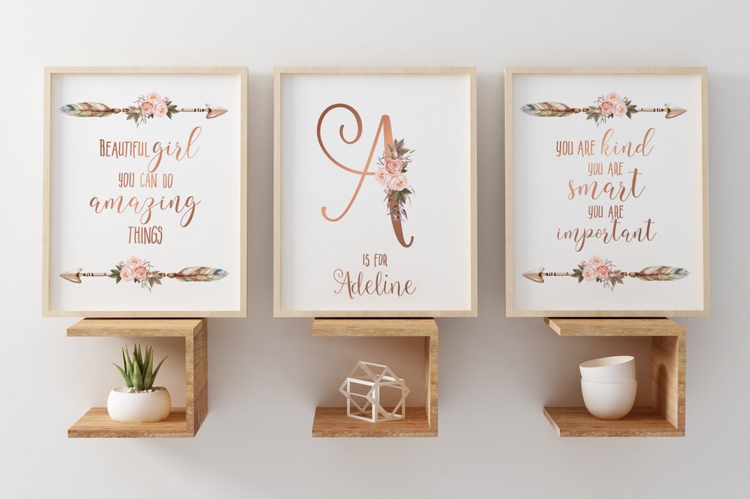 Set of 3 Prints Nursery Wall Art Nursery Girls Decor Baby - Etsy