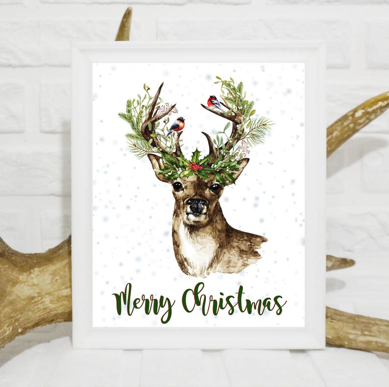 merry-christmas-printable-christmas-deer-print-deer-antlers-etsy