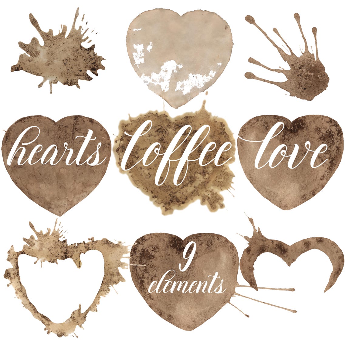 Kaffee Herzen Clipart Kaffee Flecken Kaffee Bilder PNG Etsy Österreich