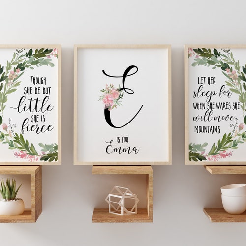 Set of 3 Prints for Girl Nursery Quote Wall Decor Baby Shower Etsy