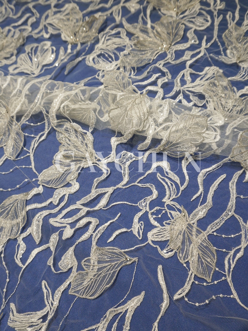 GAYCHUN 3D flower Leaf embroidery lace fabric wedding dress