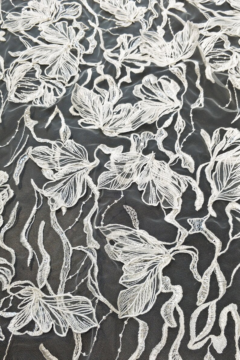 GAYCHUN 3D flower Leaf embroidery lace fabric wedding dress