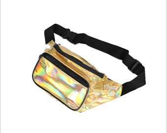 Lyfe surélevé - Fanny Pack Or Holographic - Parfait pour les festivals de musique, Raves, Voyage, Randonnée, Fitness - PLUS! Sac de ceinture de mode de taille