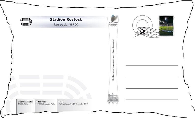 Rostock Eckfahne Stadium Postcard Pillow 50 cm x 30 cm