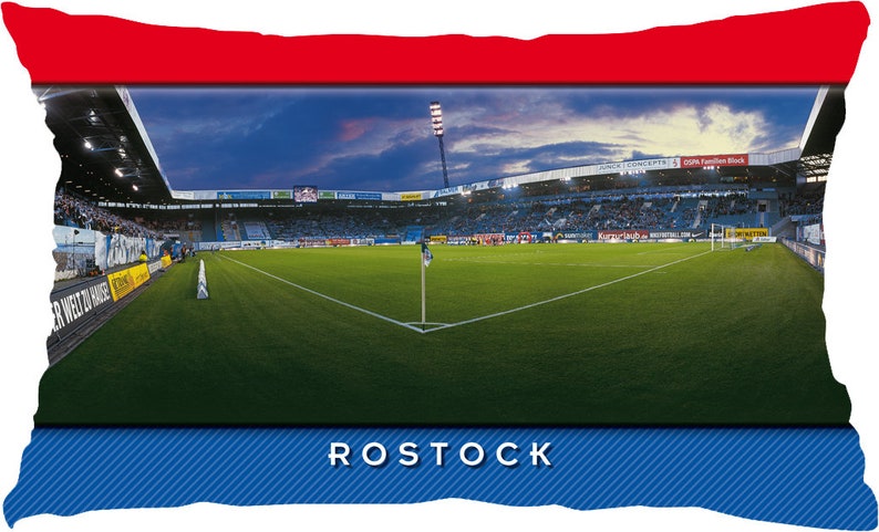 Rostock Eckfahne Stadium Postcard Pillow 50 cm x 30 cm