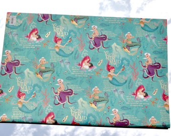 Kleine Meerjungfrau / Little Mermaid - Geschenkpapier mit Golddruck Märchen  (GP:7,11Euro/Quadratmeter)