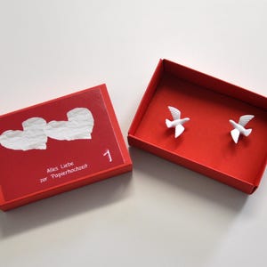 1. Hochzeitstag, Papierhochzeit - ROT mit TAUBEN - Schachtel zum Verpacken von einem kleinen Geschenk, Geldgeschenk Geschenkschachtel