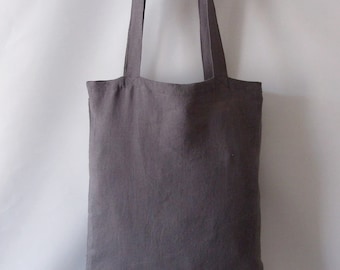 100%  LINEN  dark grey tote bag ,  shopping bag for every day use, vegan tote bag , reusable grocery bag, gift