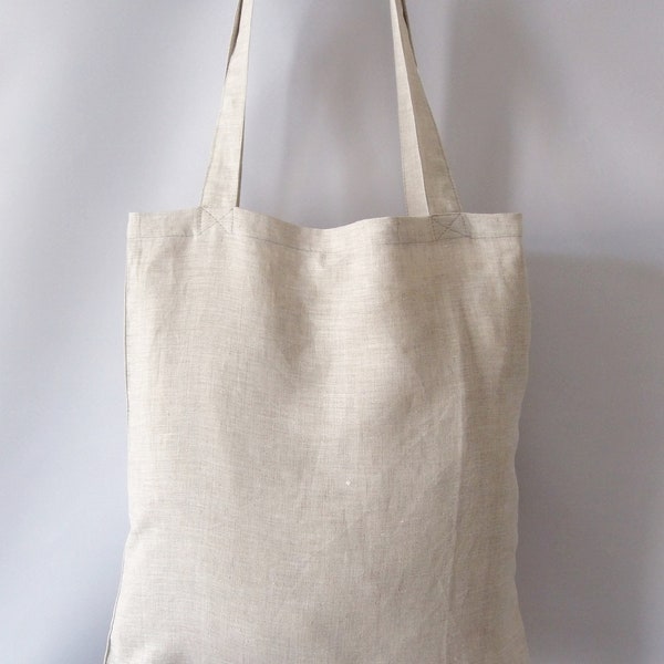 100% LINEN beige tote bag , borsa della spesa per ogni uso di giorno, borsa tote vegana , borsa della spesa riutilizzabile, regalo