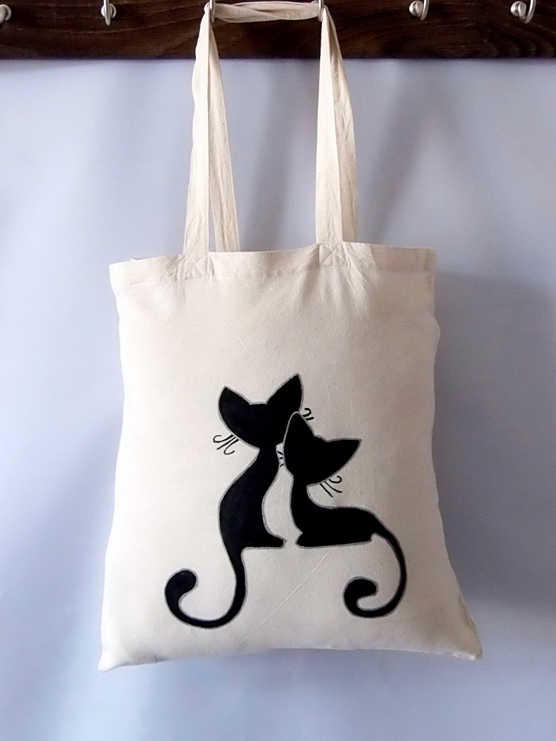 Cotton Bag Black Cats, Shopping Bag for Everyday Use, Vegan Tote