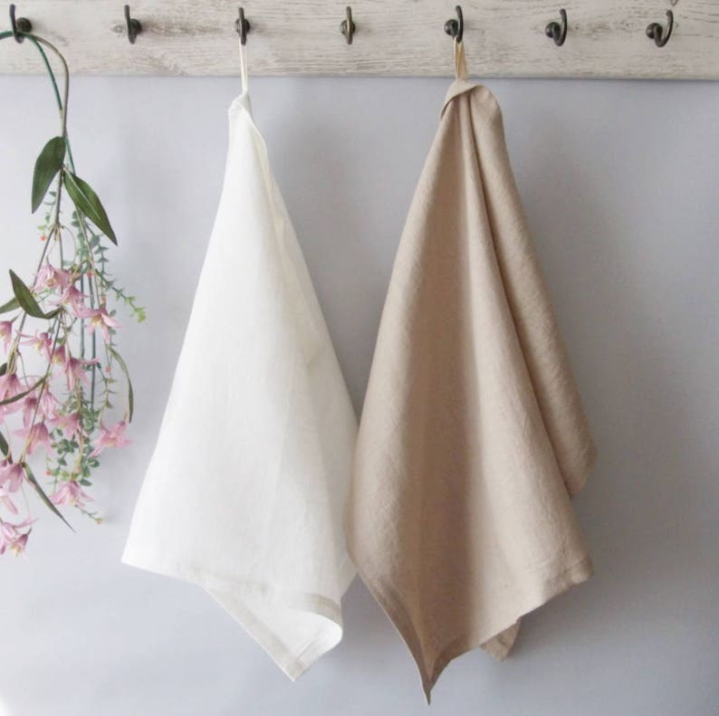 100 LINEN Two TOWELS With Loop Kitchen Towels With Loop Etsy