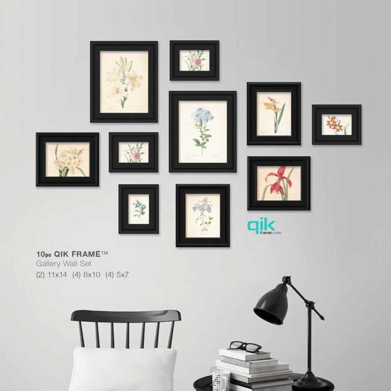 10pc Qik Frame Gallery Wall Set Black Easy Change Picture For Decor Art Printables Family Pictures Kids And More