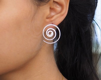 Spiral Stud Earrings Sterling Silver, Swirl Stud Earrings, 21st Birthday Gift for Her