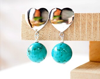 Turquoise Stone Earrings, Natural Stone Dangle Earrings