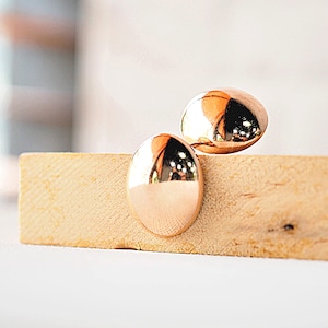 Dainty Sterling Silver Oval Stud Earrings: Rose Gold Plated