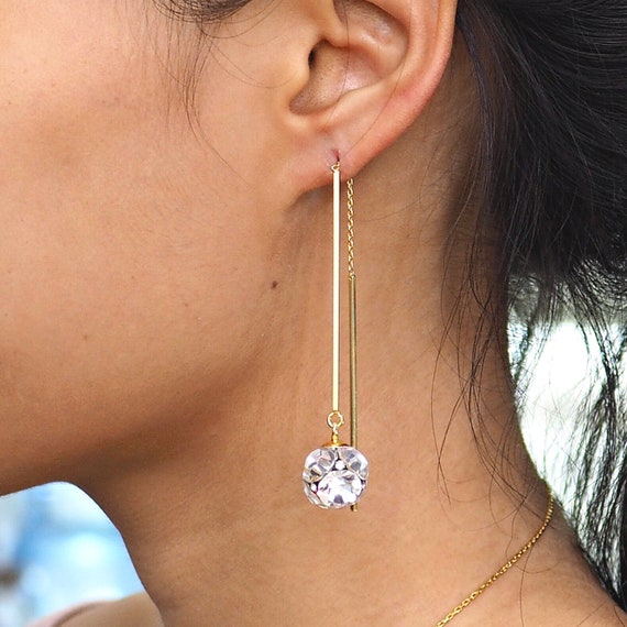 Crystal bar earrings sale