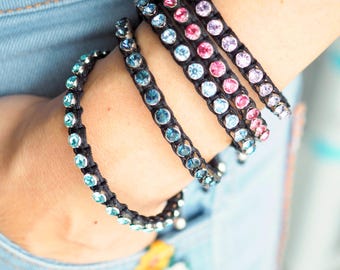 Shimmering Perfection: Bespoke Crystal Bracelet with Skillfully Handwoven Nylon Cord