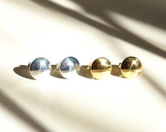 Pendientes de botón con forma de cúpula de plata de ley: minimalistas, con forma de disco de 8 mm