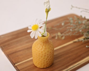 Beeswax Bud Vase, Miniature Wax Vase, natural color and natural honey fragrance, vintage vase, natural decor, honey bee theme