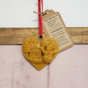 Beeswax Christmas Winter Ornament Snowman Pine Tree A Wintry Day honey scent natural fragrance