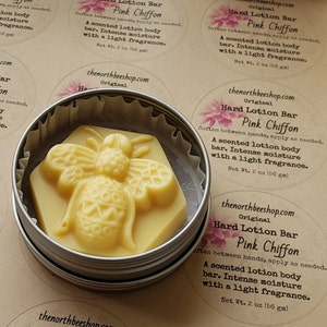 Pink Chiffon Scented Beeswax Lotion Bar: Natural Dry Skin Moisturizer