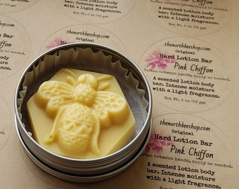 Pink Chiffon Scented beeswax lotion bar solid Lotion Bar natural beeswax lotion dry skin solid perfume beeswax lotion after shower bar