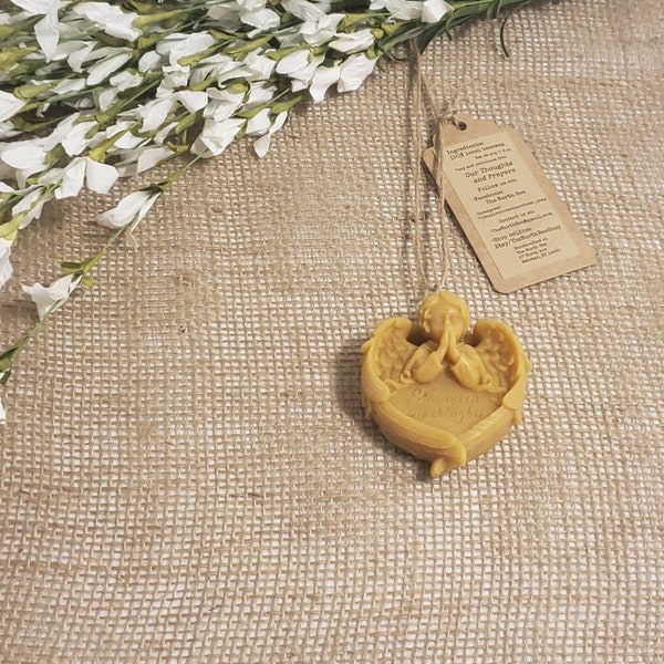 Beeswax ornament ANGEL ornament memorial remembrance ornament natural fragrance "Always in Our Thoughts" collect them all