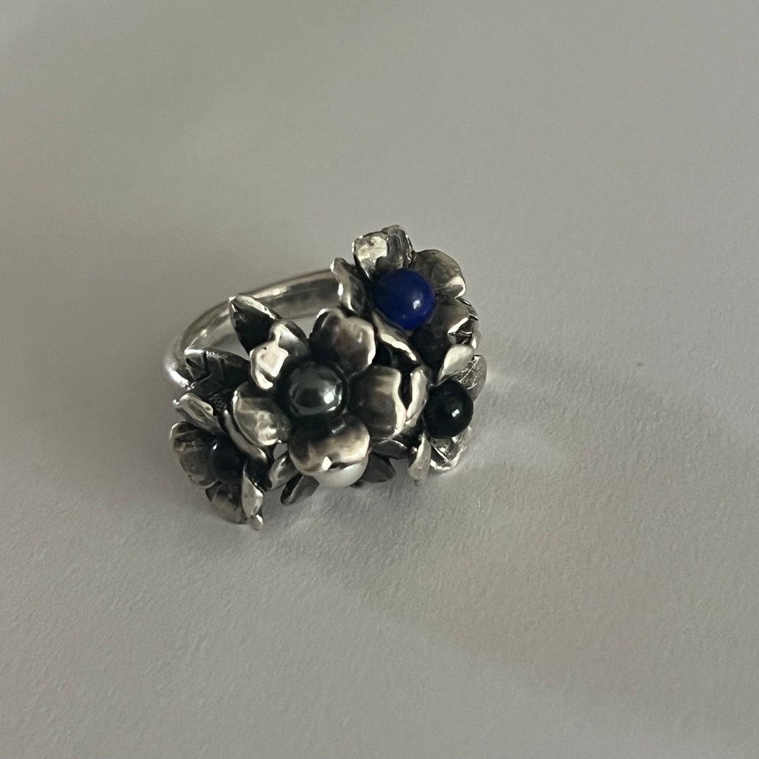 Super Rare Unique Trollbeads Svend Nielsen Silver Flower Ring With