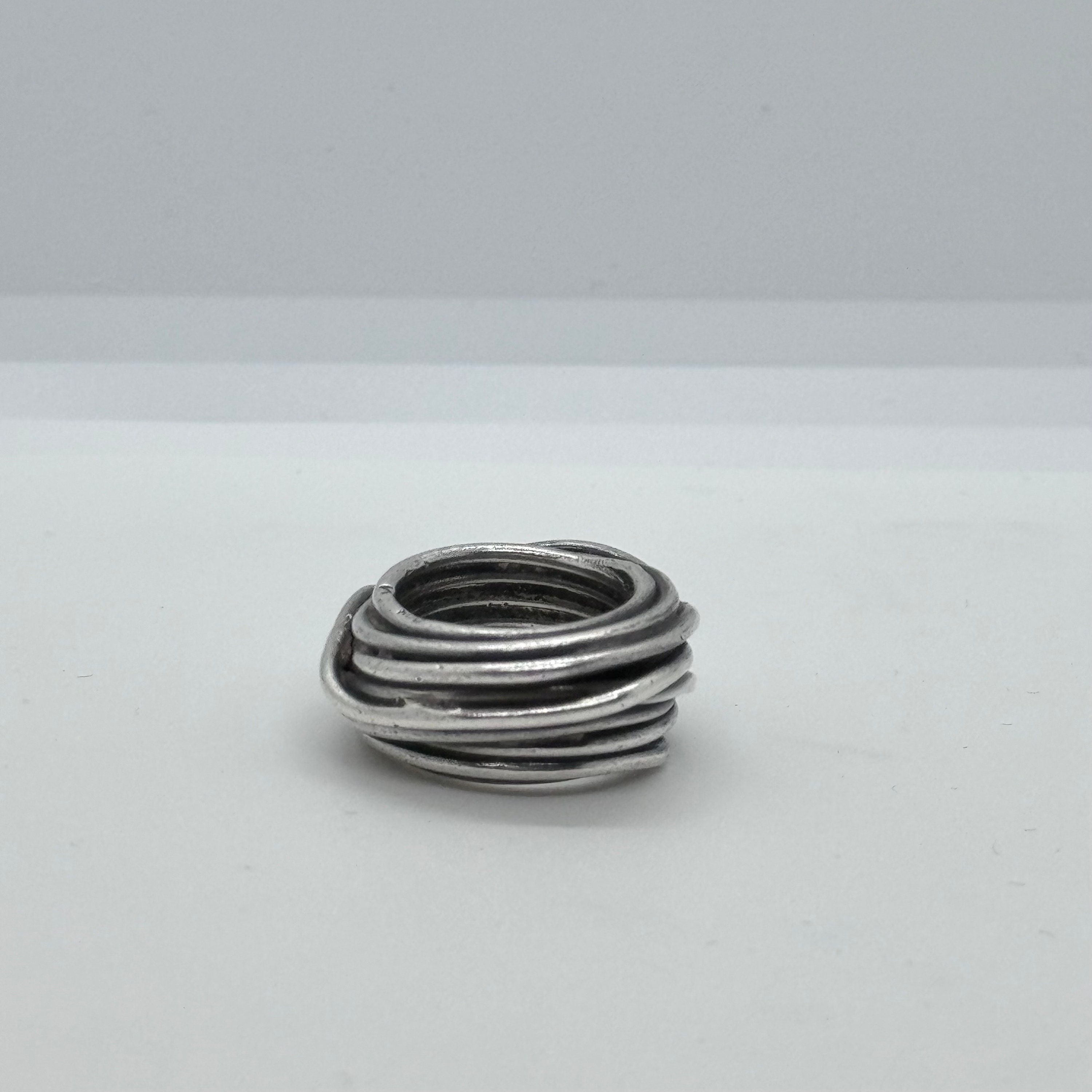 Bague Vintage Argent Massif 925 – Taille 55 – Corde – Bon état
