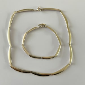Stunning Vintage Rare Solid Sterling Silver Necklace and bracelet set By modernist Theodor Skat-Rordam Circa 1960s Denmark