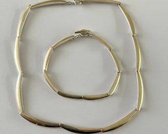 Stunning Vintage Rare Solid Sterling Silver Necklace and bracelet set By modernist Theodor Skat-Rordam Circa 1960s Denmark