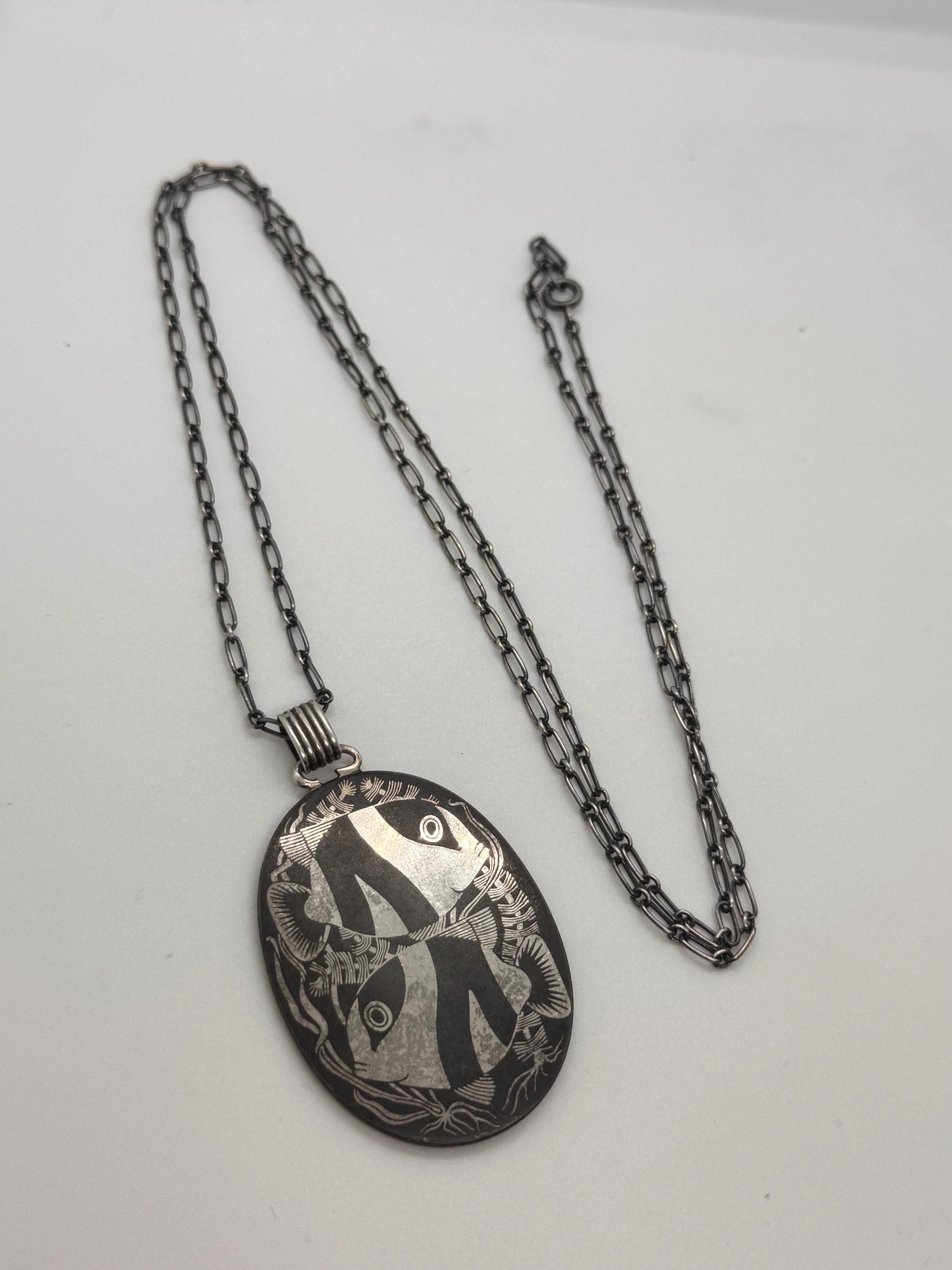 C1945 ジョージ ジェンセン アイアン＆シルバー フィッシュペンダント